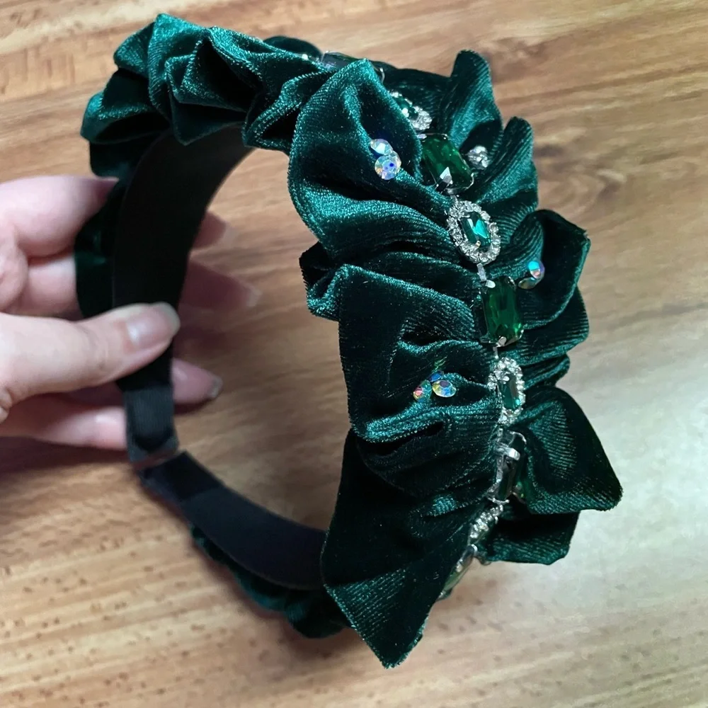 Green Ruffle Embellished Headband